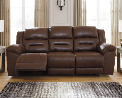 Haines Furniture Outlet - Ashley Furniture - Stoneland Living Room - Reclining Power Sofa / Chocolate - 3990487