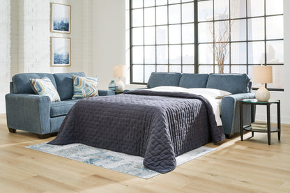 Haines Furniture Outlet - Ashley Furniture - Cashton Living Room - Queen Sofa Sleeper / Blue - 4060539