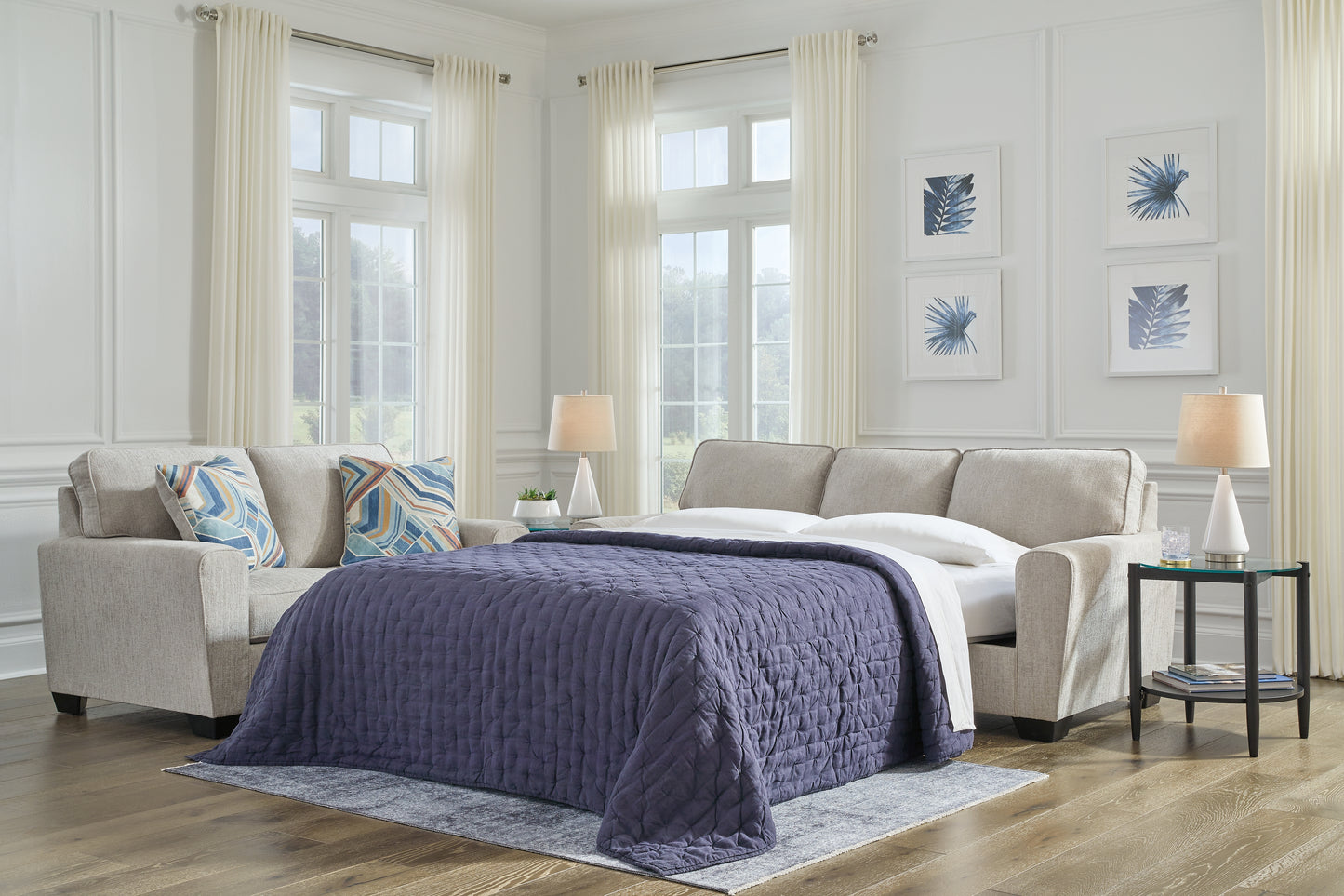 Haines Furniture Outlet - Ashley Furniture - Cashton Living Room - Queen Sofa Sleeper / Ice - 4060639