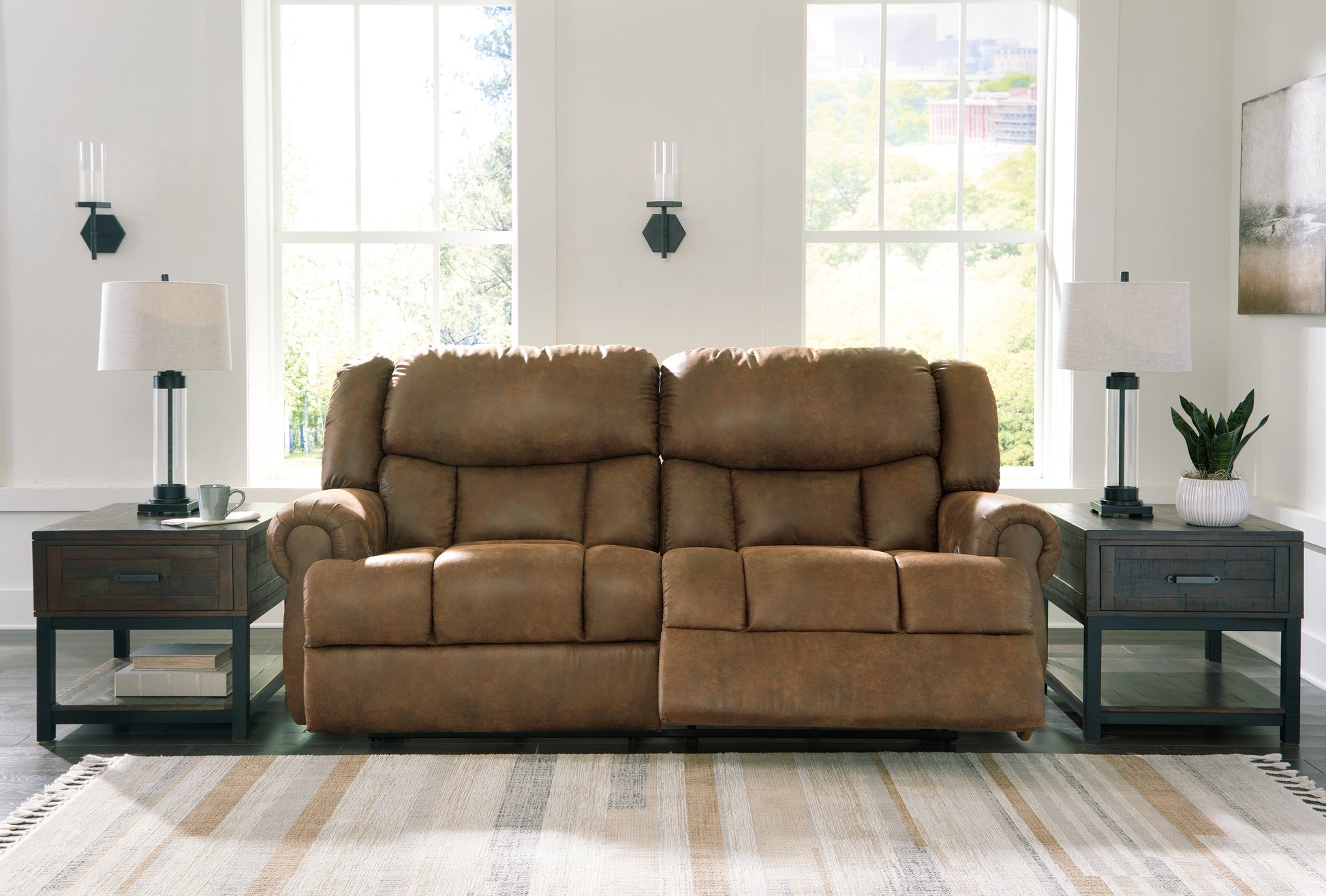 Haines Furniture Outlet - Ashley Furniture - Boothbay Living Room - 2 Seat Reclining Sofa / Auburn - 4470481