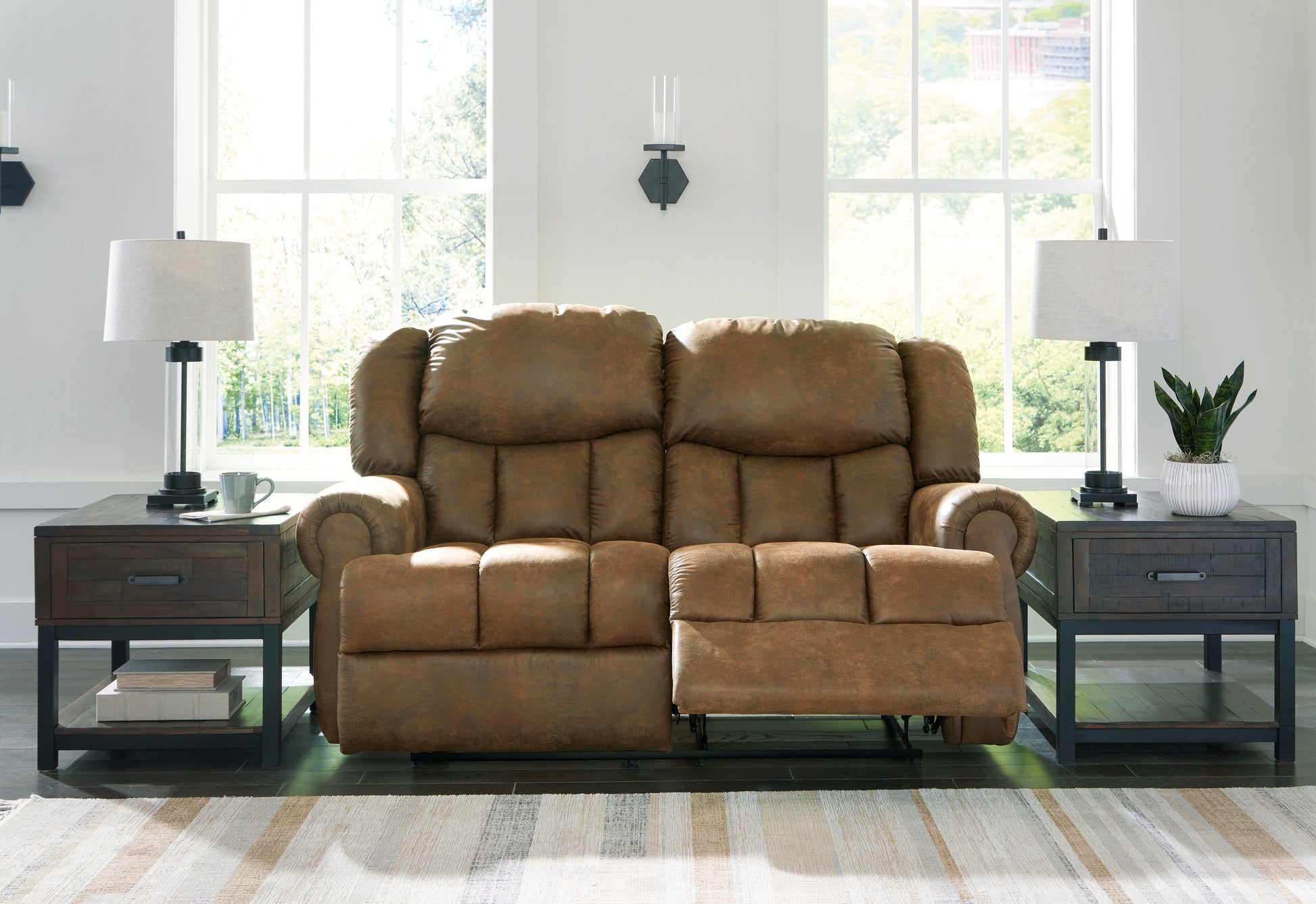 Haines Furniture Outlet - Ashley Furniture - Boothbay Living Room - Reclining Loveseat / Auburn - 4470486