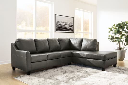 Haines Furniture Outlet - Ashley Furniture - Valderno Sectional - LAF 2-Piece Sectional with Chaise / Fog - 47804S1