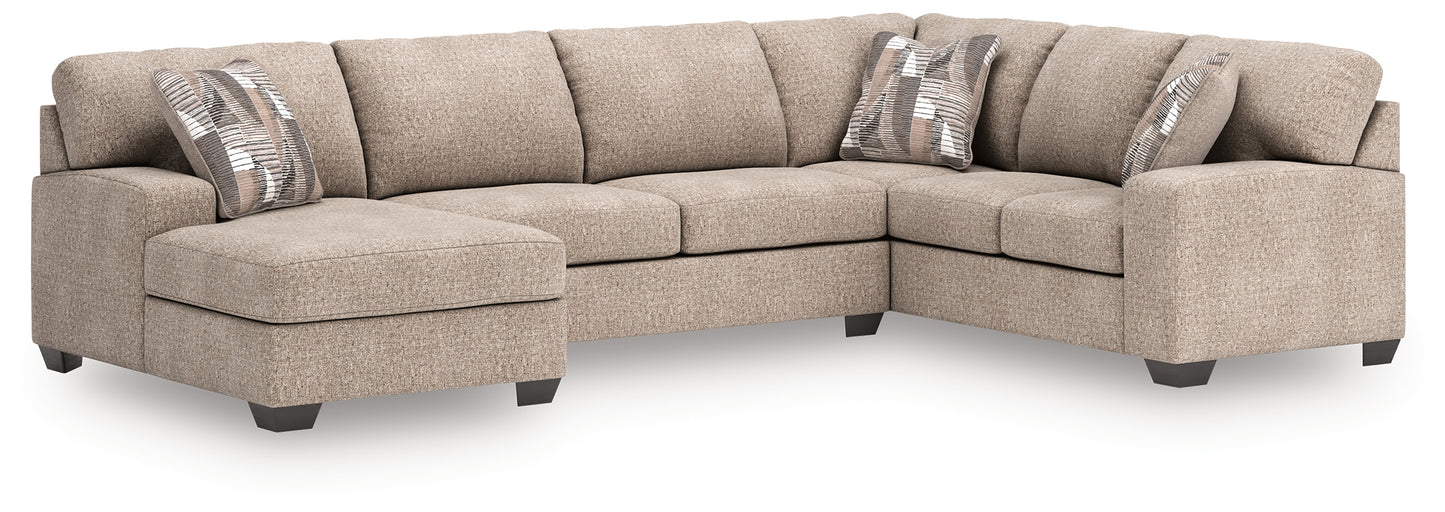 Haines Furniture Outlet - Ashley Furniture - Newellen Sectional - RAF 3-Piece Sectional with Chaise / Hemp - 48404S1