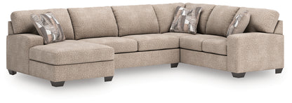 Haines Furniture Outlet - Ashley Furniture - Newellen Sectional - RAF 3-Piece Sectional with Chaise / Hemp - 48404S1