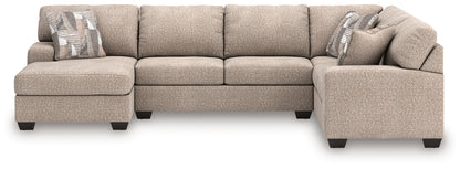 Haines Furniture Outlet - Ashley Furniture - Newellen Sectional - RAF 3-Piece Sleeper Sectional with Chaise / Hemp - 48404S5
