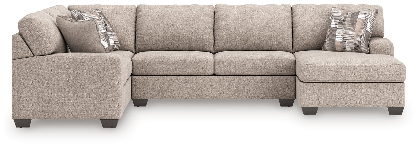 Haines Furniture Outlet - Ashley Furniture - Newellen Sectional - LAF 3-Piece Sleeper Sectional with Chaise / Hemp - 48404S6