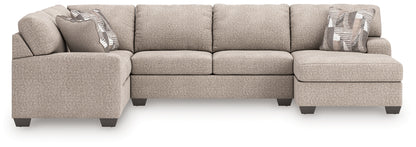 Haines Furniture Outlet - Ashley Furniture - Newellen Sectional - LAF 3-Piece Sleeper Sectional with Chaise / Hemp - 48404S6