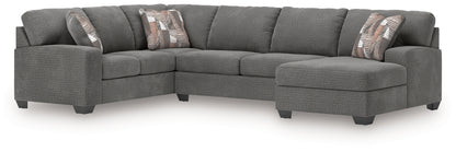 Haines Furniture Outlet - Ashley Furniture - Newellen Sectional - LAF 3-Piece Sleeper Sectional with Chaise / Greystone - 48405S6
