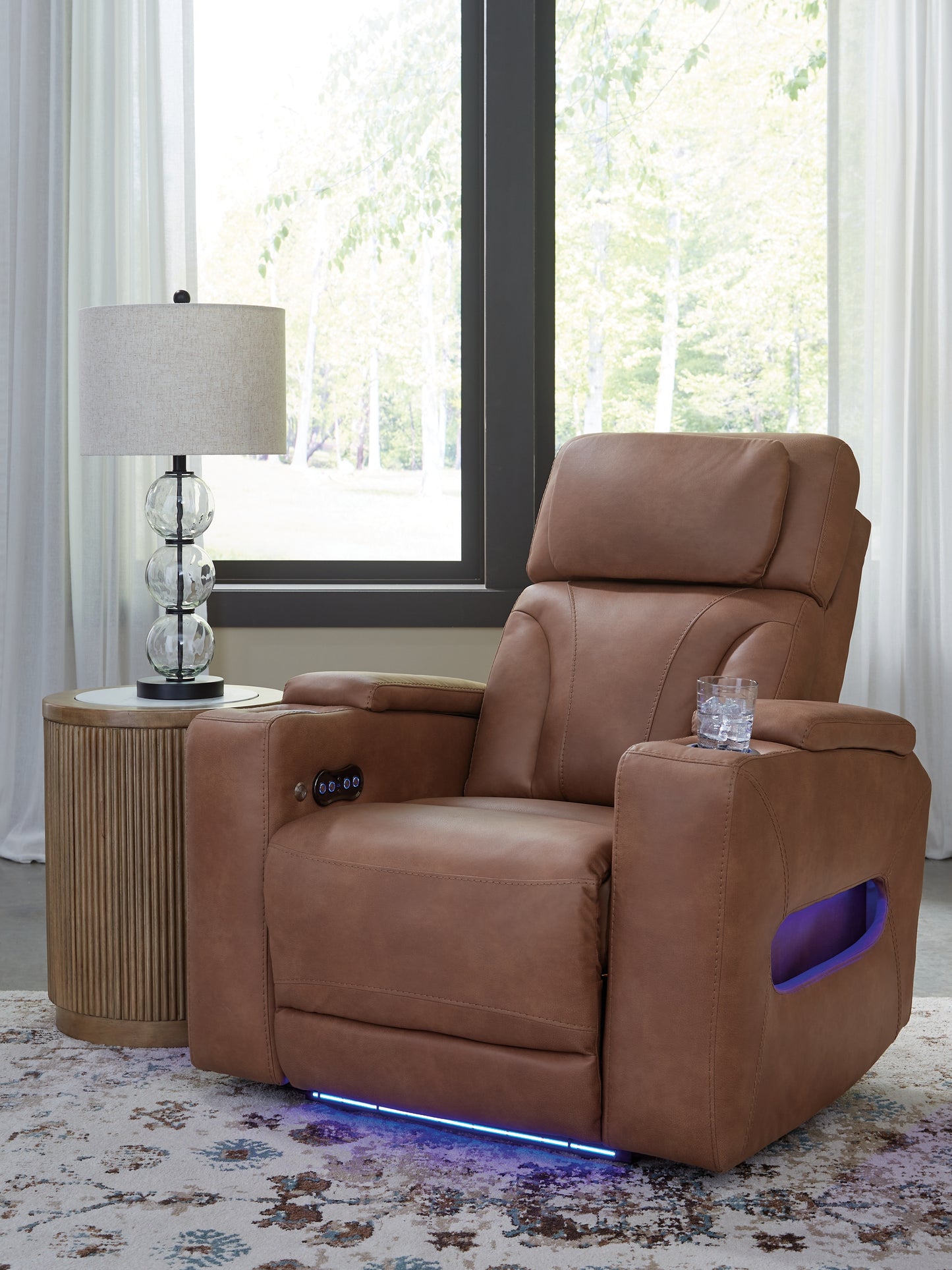 Haines Furniture Outlet - Ashley Furniture - Clean-Slate Living Room - PWR Recliner/ADJ Headrest / Caramel - PC5010113