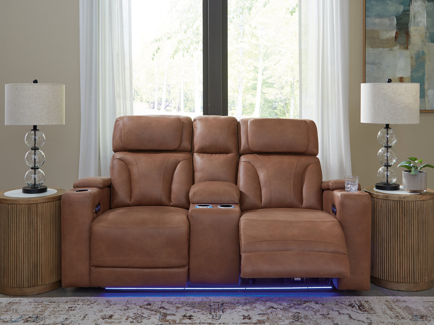 Haines Furniture Outlet - Ashley Furniture - Clean-Slate Living Room - PWR REC Sofa with ADJ Headrest / Caramel - PC5010115