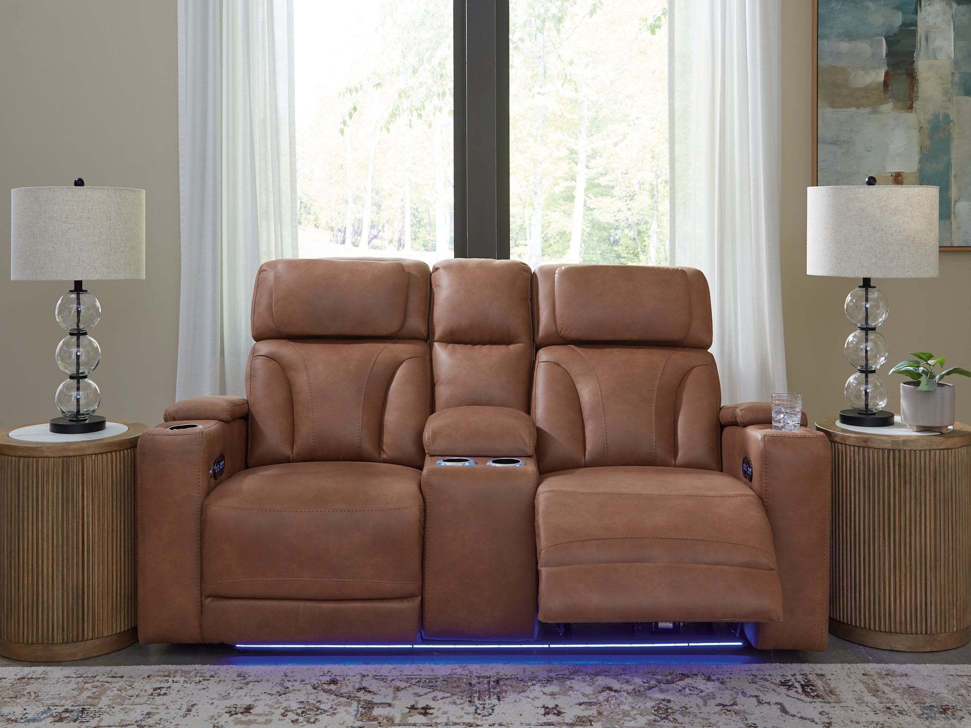 Haines Furniture Outlet - Ashley Furniture - Clean-Slate Living Room - PWR REC Sofa with ADJ Headrest / Caramel - PC5010115