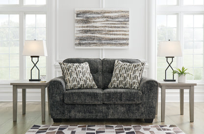 Haines Furniture Outlet - Ashley Furniture - Lonoke Living Room - Loveseat / Gunmetal - 5050435