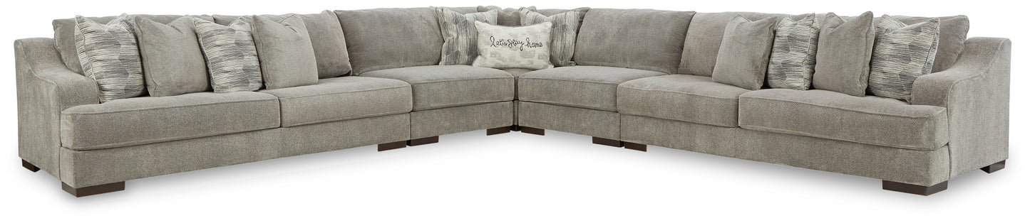 Haines Furniture Outlet - Ashley Furniture - Bayless Sectional - LAF 5-Piece Sectional / Smoke - 52304S3