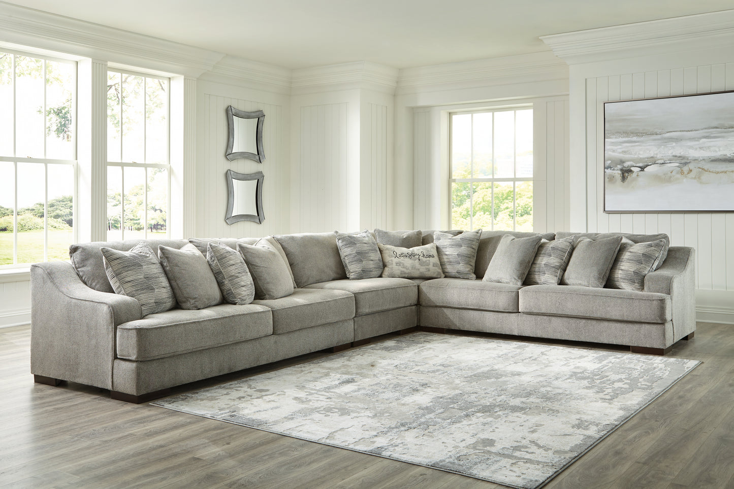 Haines Furniture Outlet - Ashley Furniture - Bayless Sectional - LAF 5-Piece Sectional / Smoke - 52304S3