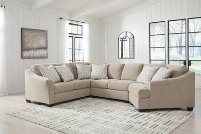 Haines Furniture Outlet - Ashley Furniture - Brogan Bay Sectional - LAF 3-Piece Sectional with Cuddler / Cork - 52705S1