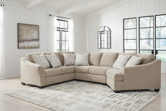 Haines Furniture Outlet - Ashley Furniture - Brogan Bay Sectional - LAF 3-Piece Sectional with Cuddler / Cork - 52705S1