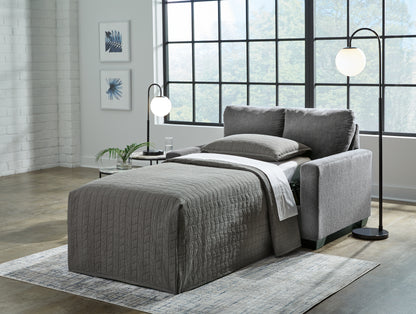 Haines Furniture Outlet - Ashley Furniture - Rannis Living Room - Twin Sofa Sleeper / Pewter - 5360237