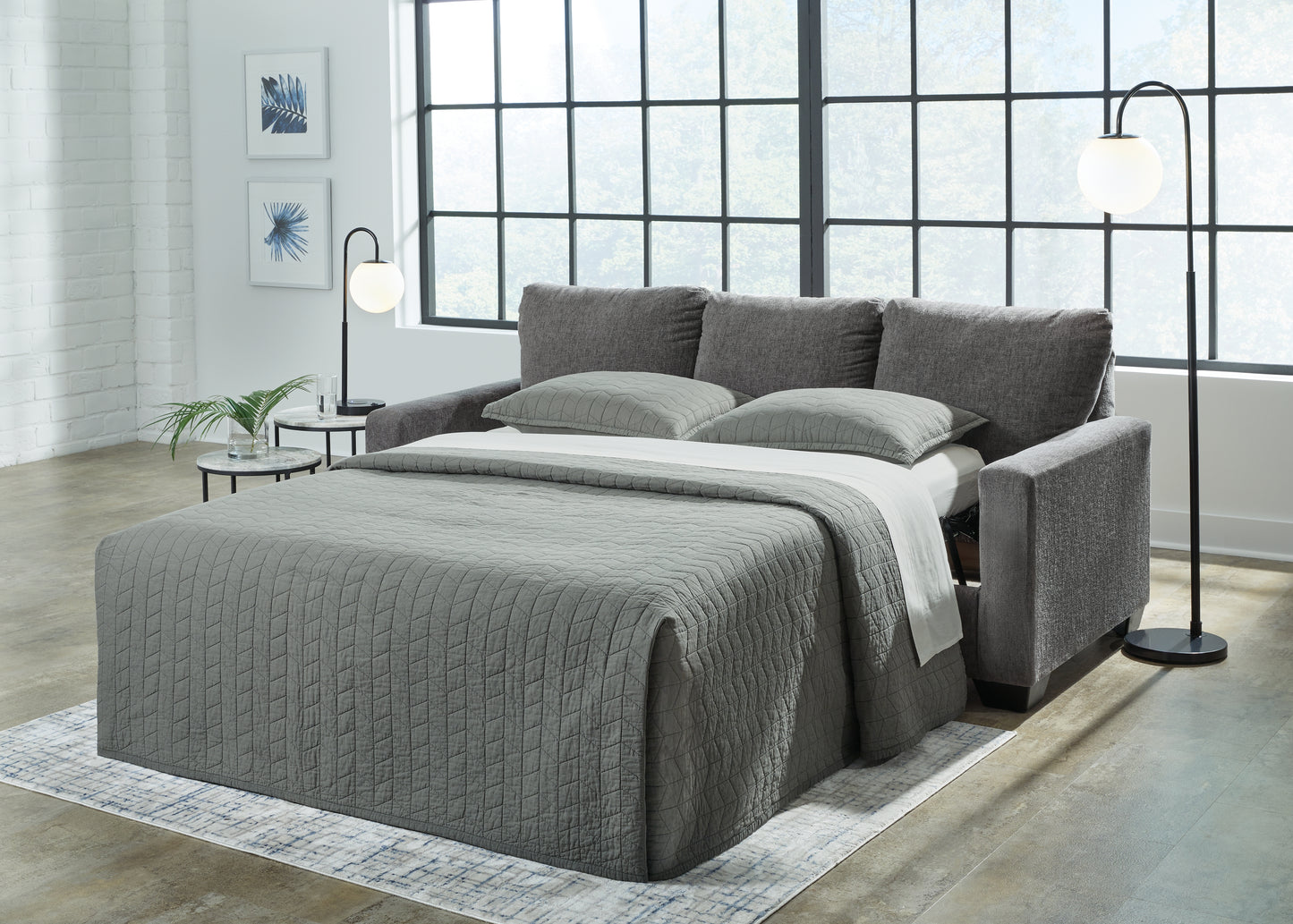 Haines Furniture Outlet - Ashley Furniture - Rannis Living Room - Queen Sofa Sleeper / Pewter - 5360239