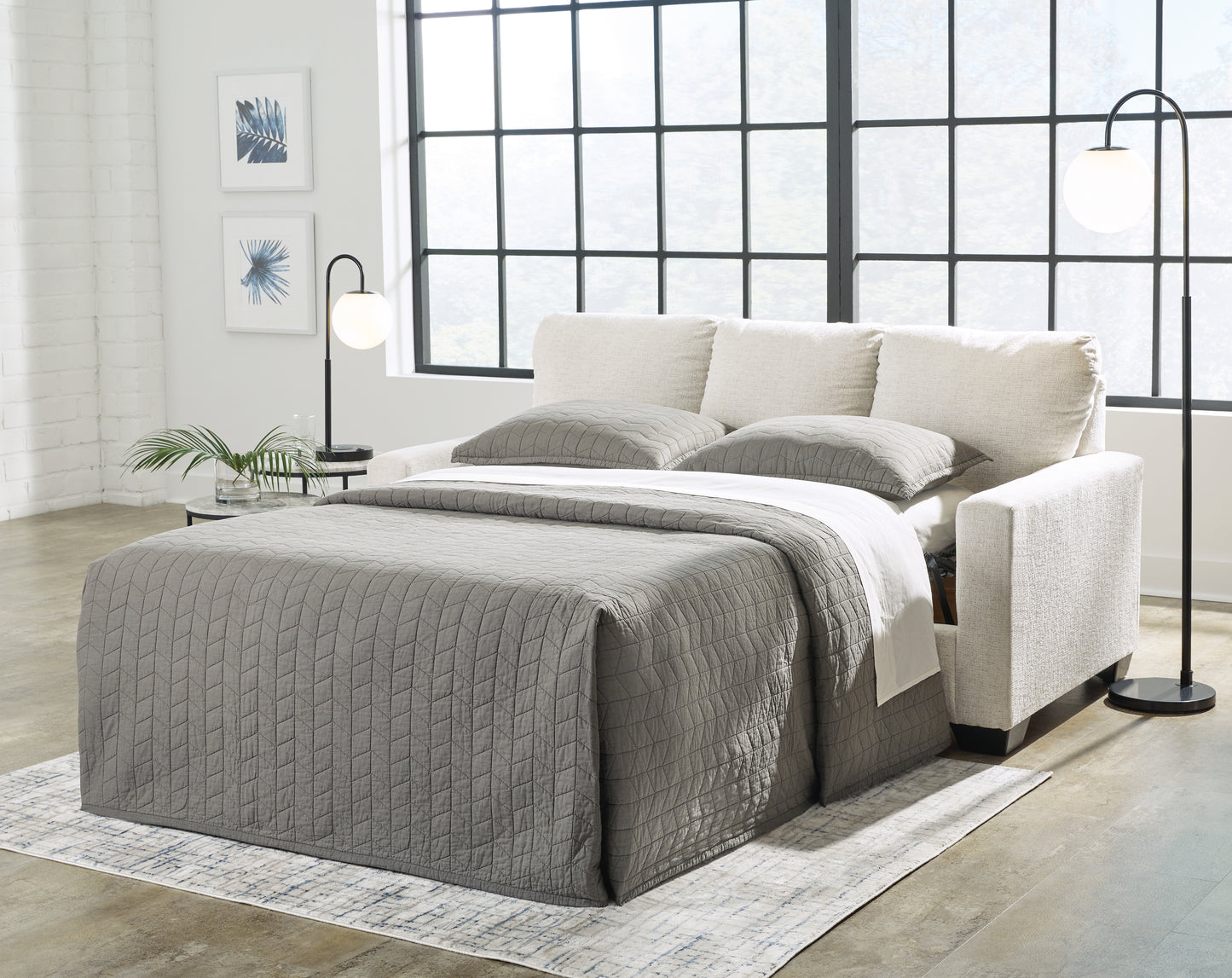 Haines Furniture Outlet - Ashley Furniture - Rannis Living Room - Full Sofa Sleeper / Snow - 5360336