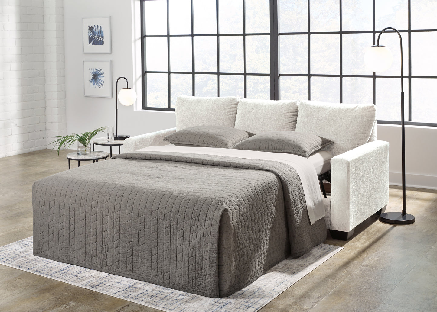 Haines Furniture Outlet - Ashley Furniture - Rannis Living Room - Queen Sofa Sleeper / Snow - 5360339
