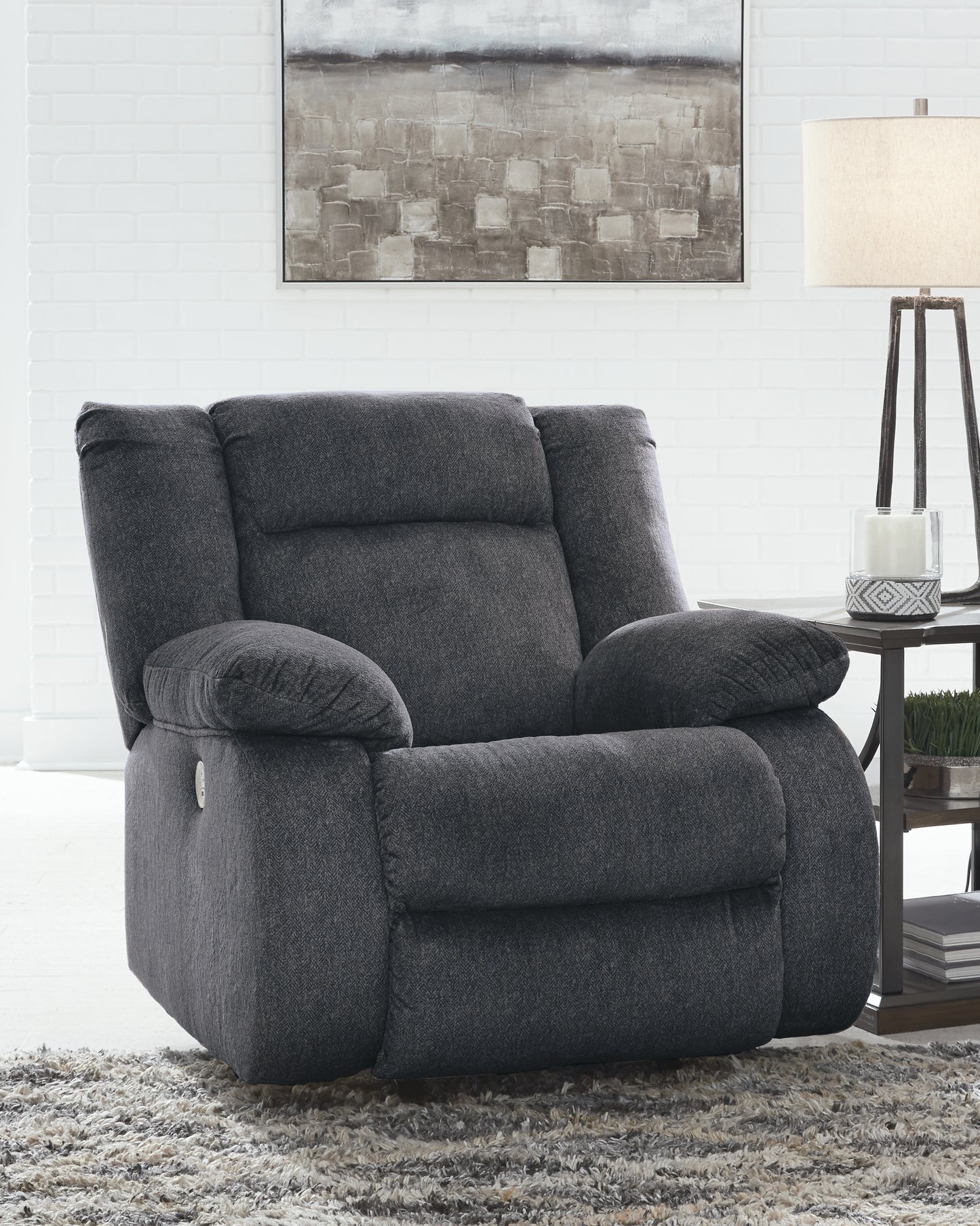 Haines Furniture Outlet - Ashley Furniture - Burkner Living Room - Power Rocker Recliner / Marine - 5380498