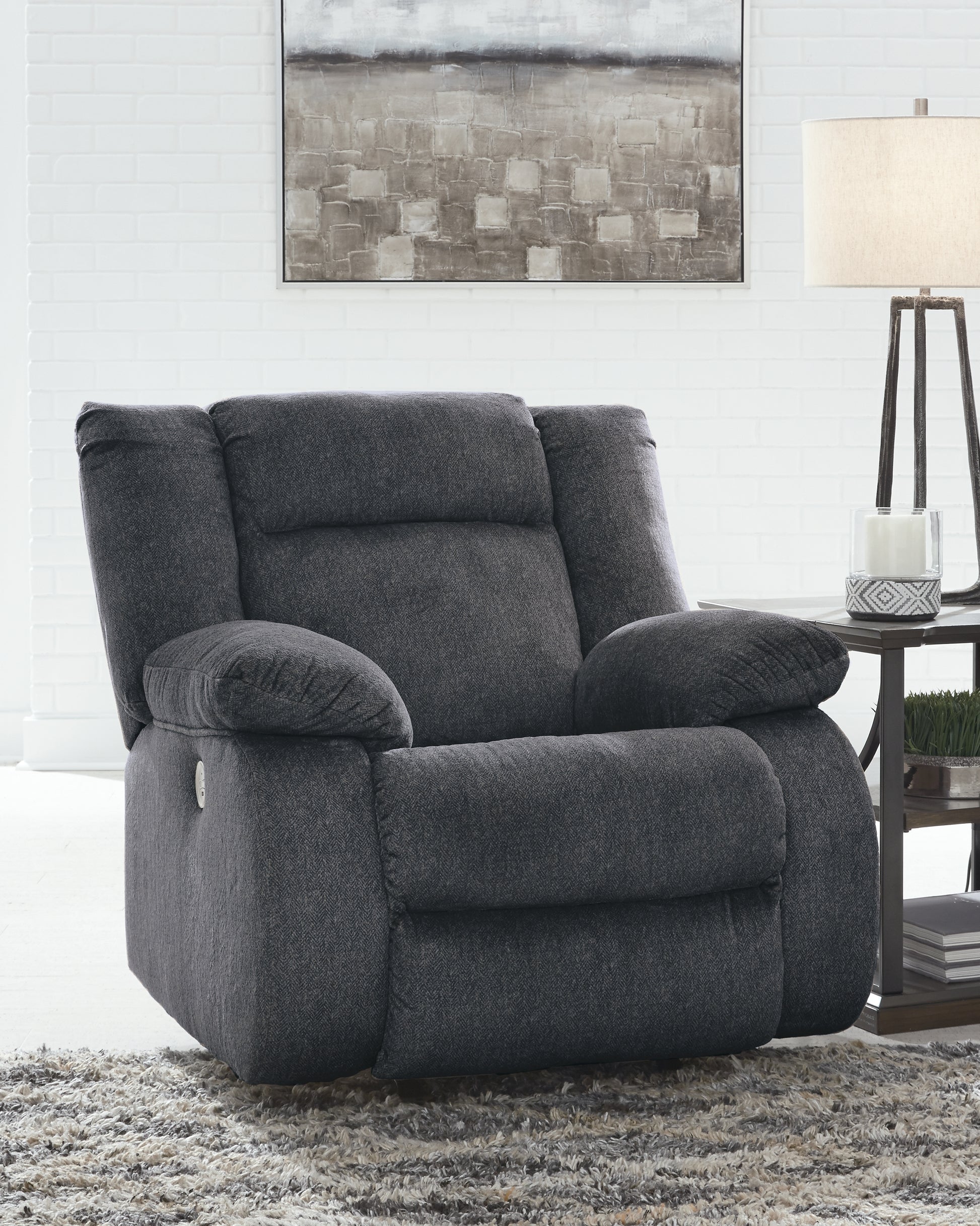 Haines Furniture Outlet - Ashley Furniture - Burkner Living Room - Power Rocker Recliner / Marine - 5380498