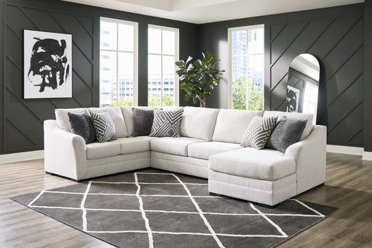 Haines Furniture Outlet - Ashley Furniture - Koralynn Sectional - RAF 3-Piece Sectional with Chaise / Stone - 54102S1