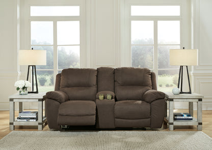 Haines Furniture Outlet - Ashley Furniture - Next-Gen Gaucho Living Room - DBL Rec Loveseat w/Console / Espresso - 5420494