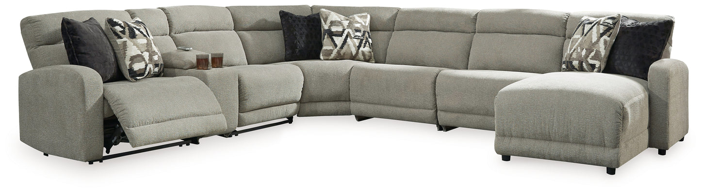 Haines Furniture Outlet - Ashley Furniture - Colleyville Sectional - 7-Piece Power Reclining Sectional with Chaise / Stone - 54405S32