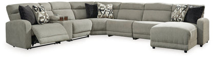 Haines Furniture Outlet - Ashley Furniture - Colleyville Sectional - 7-Piece Power Reclining Sectional with Chaise / Stone - 54405S32