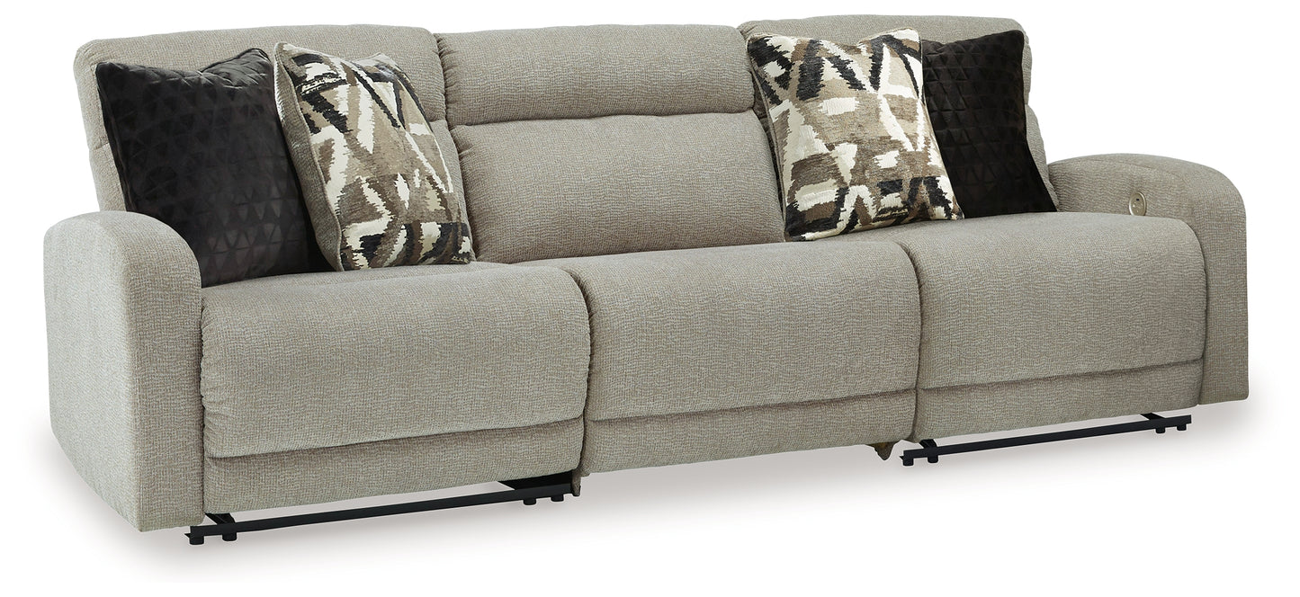 Haines Furniture Outlet - Ashley Furniture - Colleyville Sectional - 3-Piece Power Reclining Sectional Sofa / Stone - 54405S8