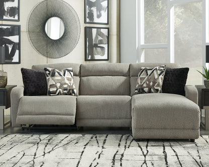 Haines Furniture Outlet - Ashley Furniture - Colleyville Sectional - 3-Piece Power Reclining Sectional with Chaise / Stone - 54405S2