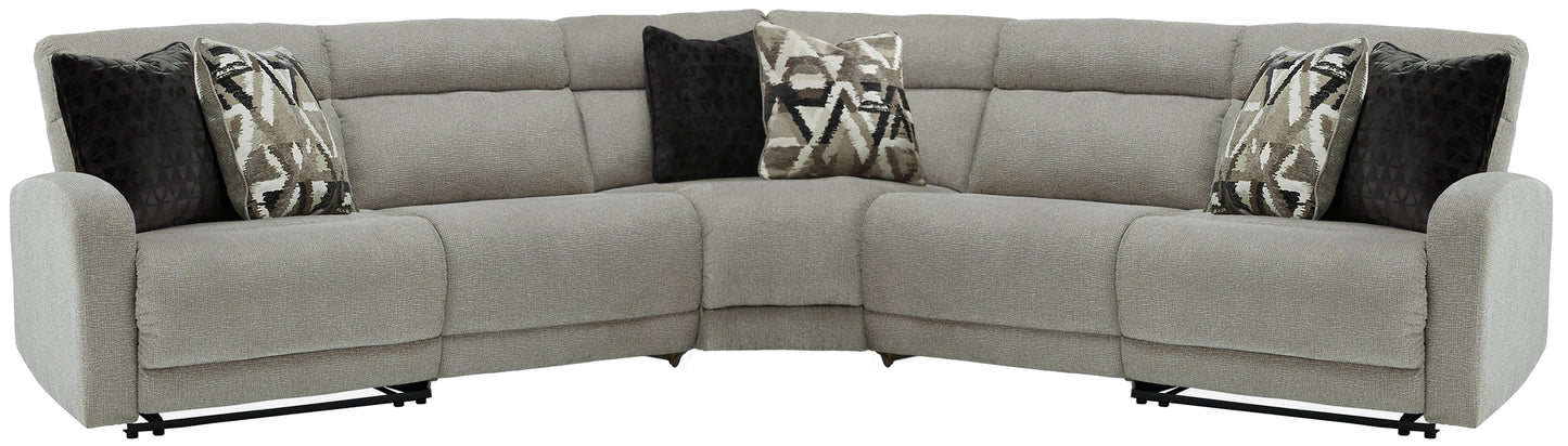 Haines Furniture Outlet - Ashley Furniture - Colleyville Sectional - 7-Piece Power Reclining Sectional with Chaise / Stone - 54405S32