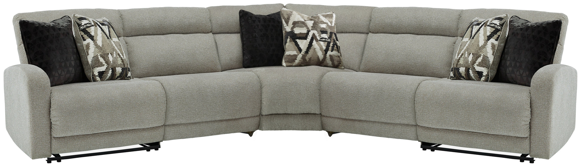 Haines Furniture Outlet - Ashley Furniture - Colleyville Sectional - 7-Piece Power Reclining Sectional with Chaise / Stone - 54405S32