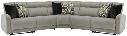Haines Furniture Outlet - Ashley Furniture - Colleyville Sectional - 7-Piece Power Reclining Sectional with Chaise / Stone - 54405S32
