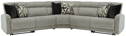 Haines Furniture Outlet - Ashley Furniture - Colleyville Sectional - 7-Piece Power Reclining Sectional with Chaise / Stone - 54405S32