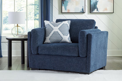 Haines Furniture Outlet - Ashley Furniture - Evansley Living Room - Chair and a Half / Navy - 5450223