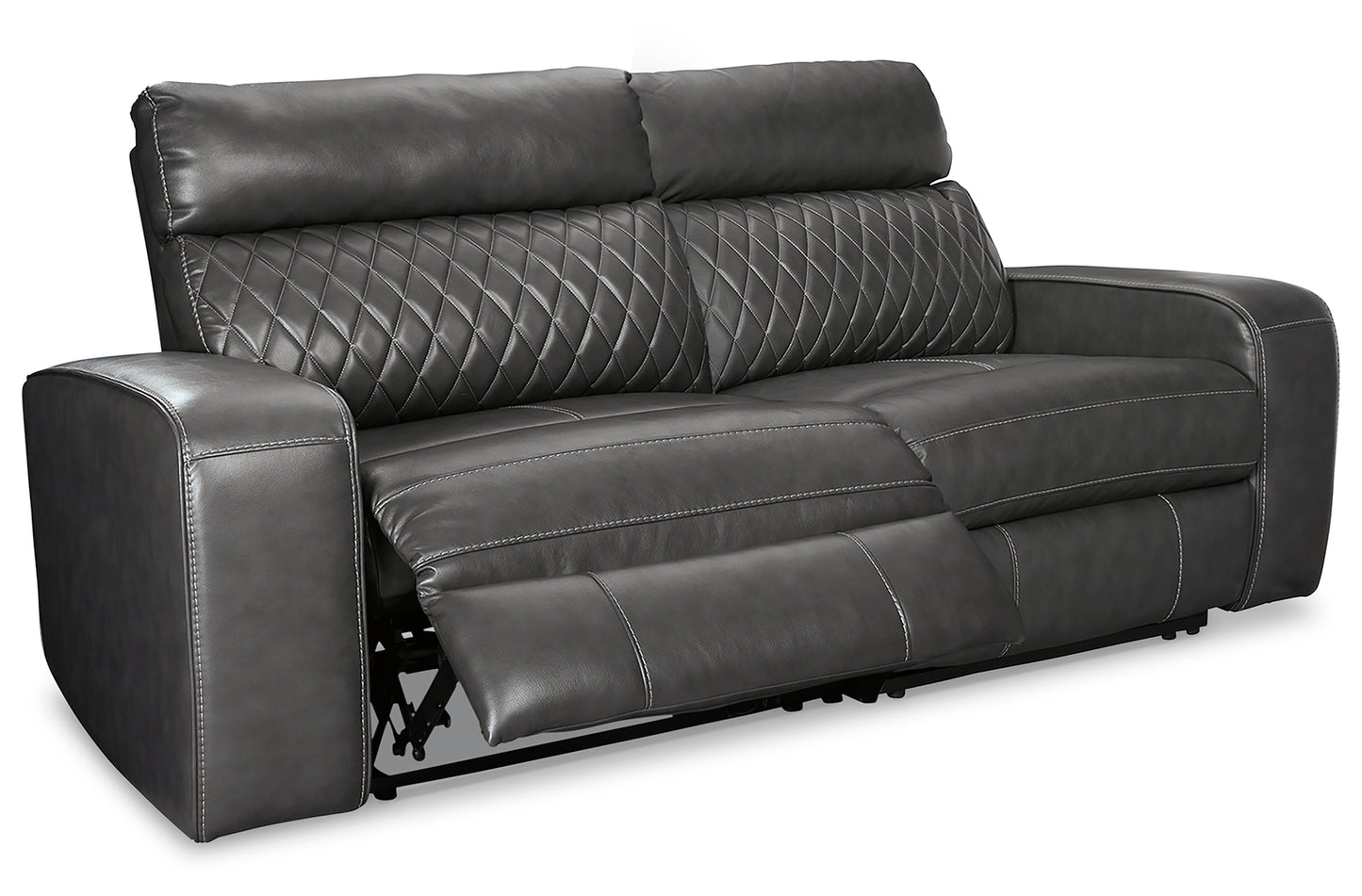 Haines Furniture Outlet - Ashley Furniture - Samperstone Sectional - 2-Piece Power Reclining Sectional Loveseat / Gray - 55203S5