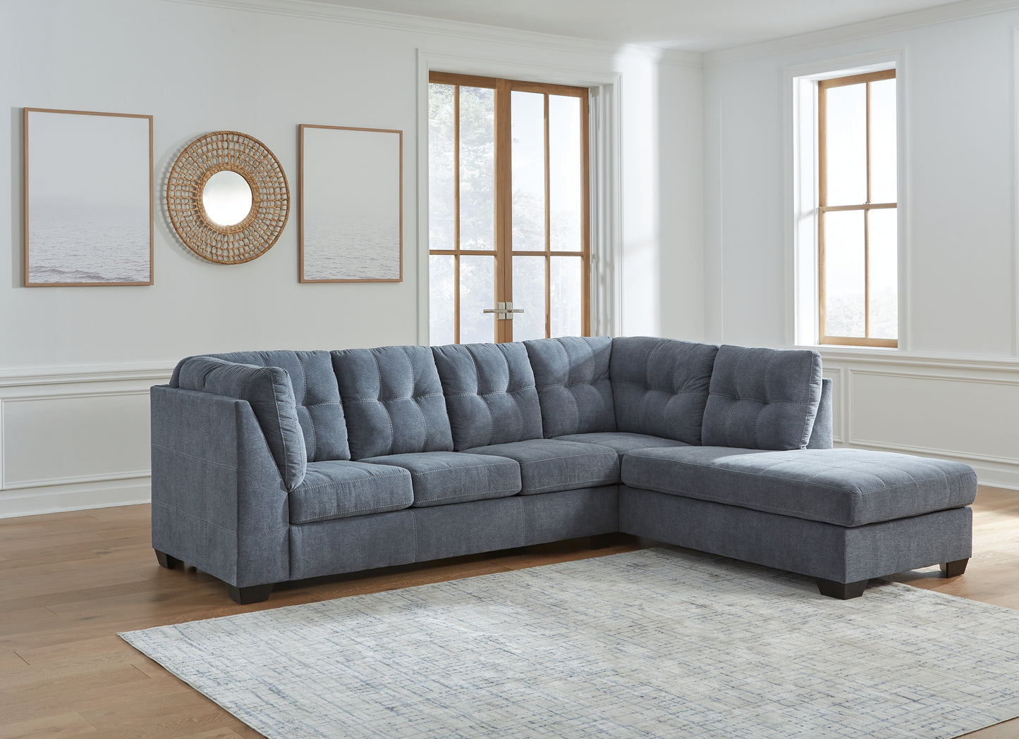 Haines Furniture Outlet - Ashley Furniture - Marleton Sectional - LAF 2-Piece Sectional with Chaise / Denim - 55303S2