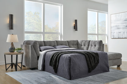 Haines Furniture Outlet - Ashley Furniture - Marleton Sectional - 2-Piece Sleeper Sectional with Chaise / Gray - 55305S4