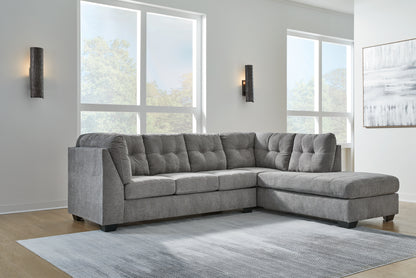 Haines Furniture Outlet - Ashley Furniture - Marleton Sectional - LAF 2-Piece Sectional with Chaise / Gray - 55305S2