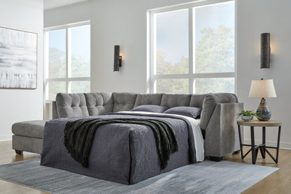 Haines Furniture Outlet - Ashley Furniture - Marleton Sectional - RAF 2-Piece Sleeper Sectional with Chaise / Gray - 55305S3