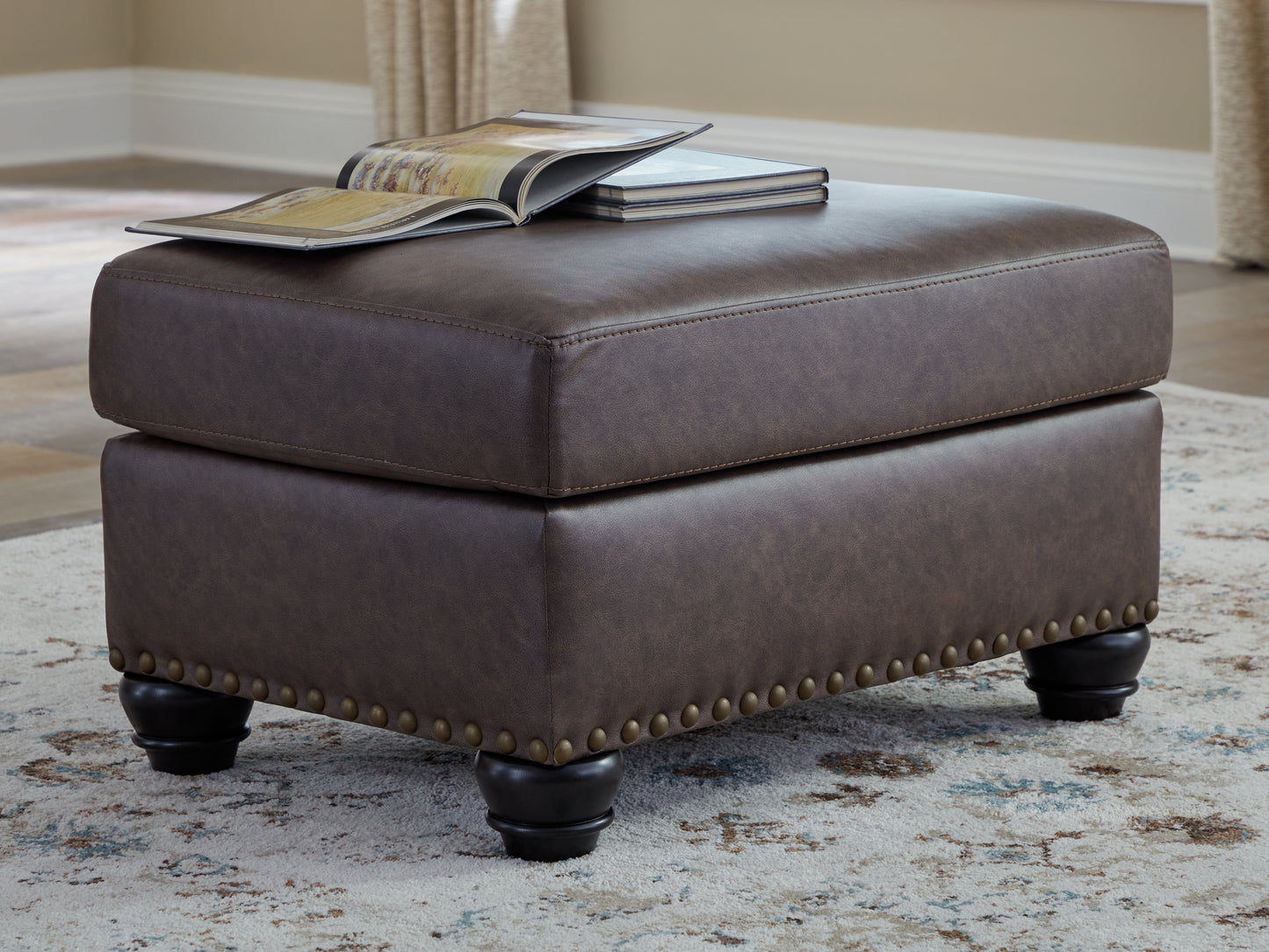Haines Furniture Outlet - Ashley Furniture - Roxmere Living Room - Ottoman / Umber - 5550314