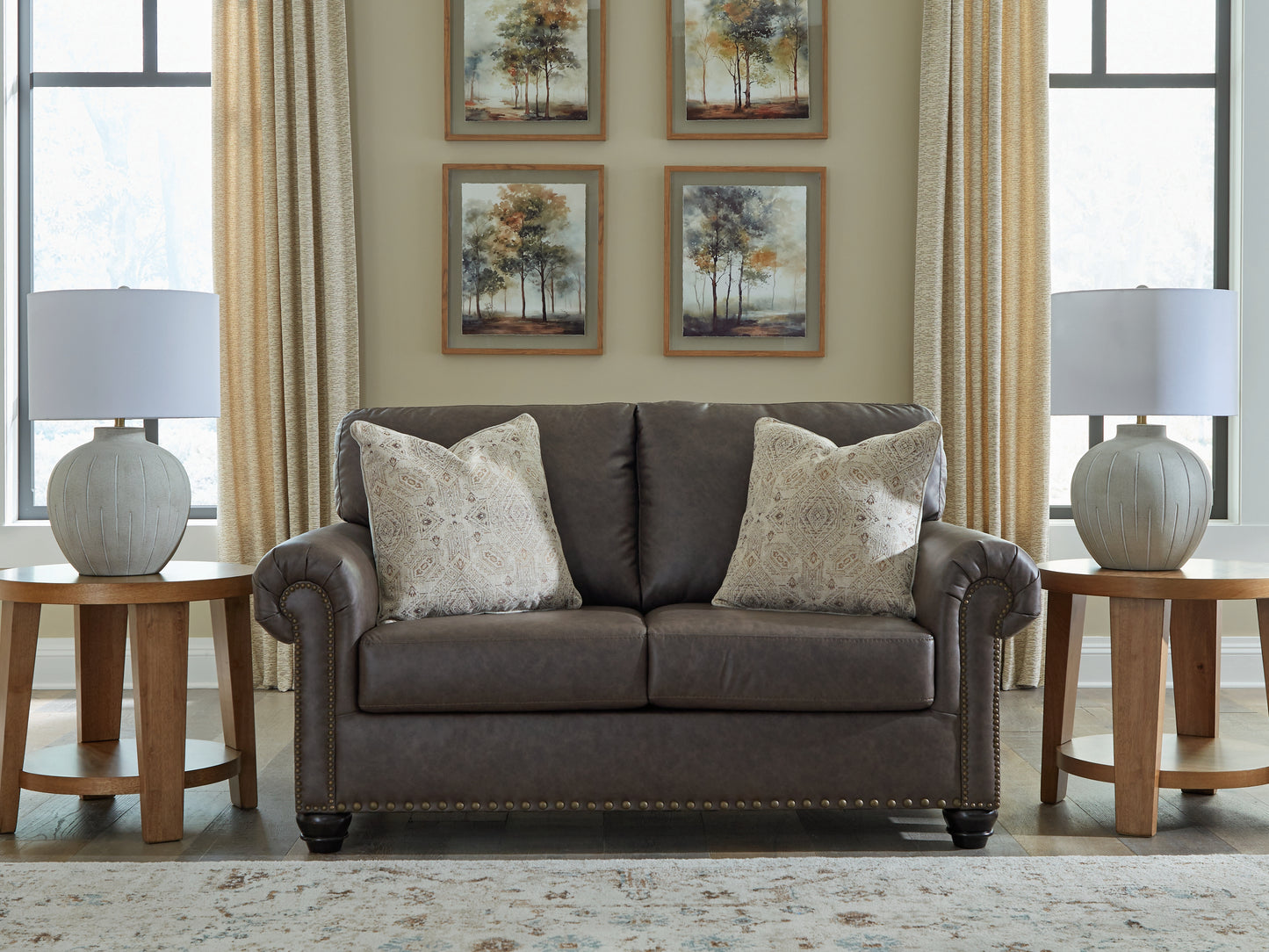 Haines Furniture Outlet - Ashley Furniture - Roxmere Living Room - Queen Sofa Sleeper / Umber - 5550339
