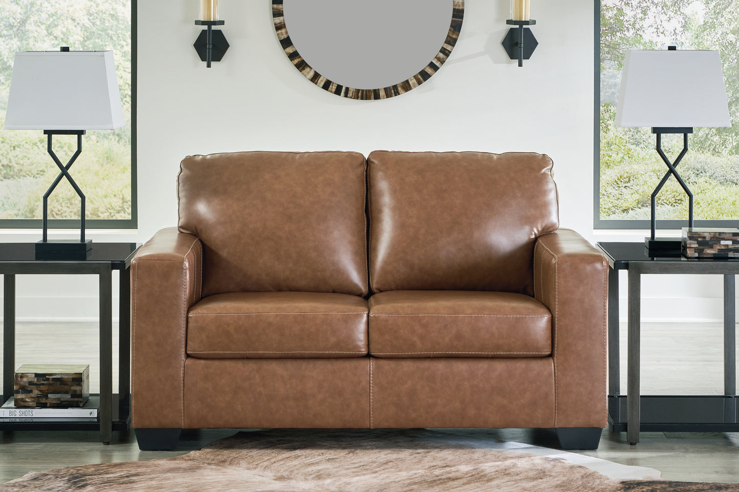 Haines Furniture Outlet - Ashley Furniture - Bolsena Living Room - Loveseat / Caramel - 5560335