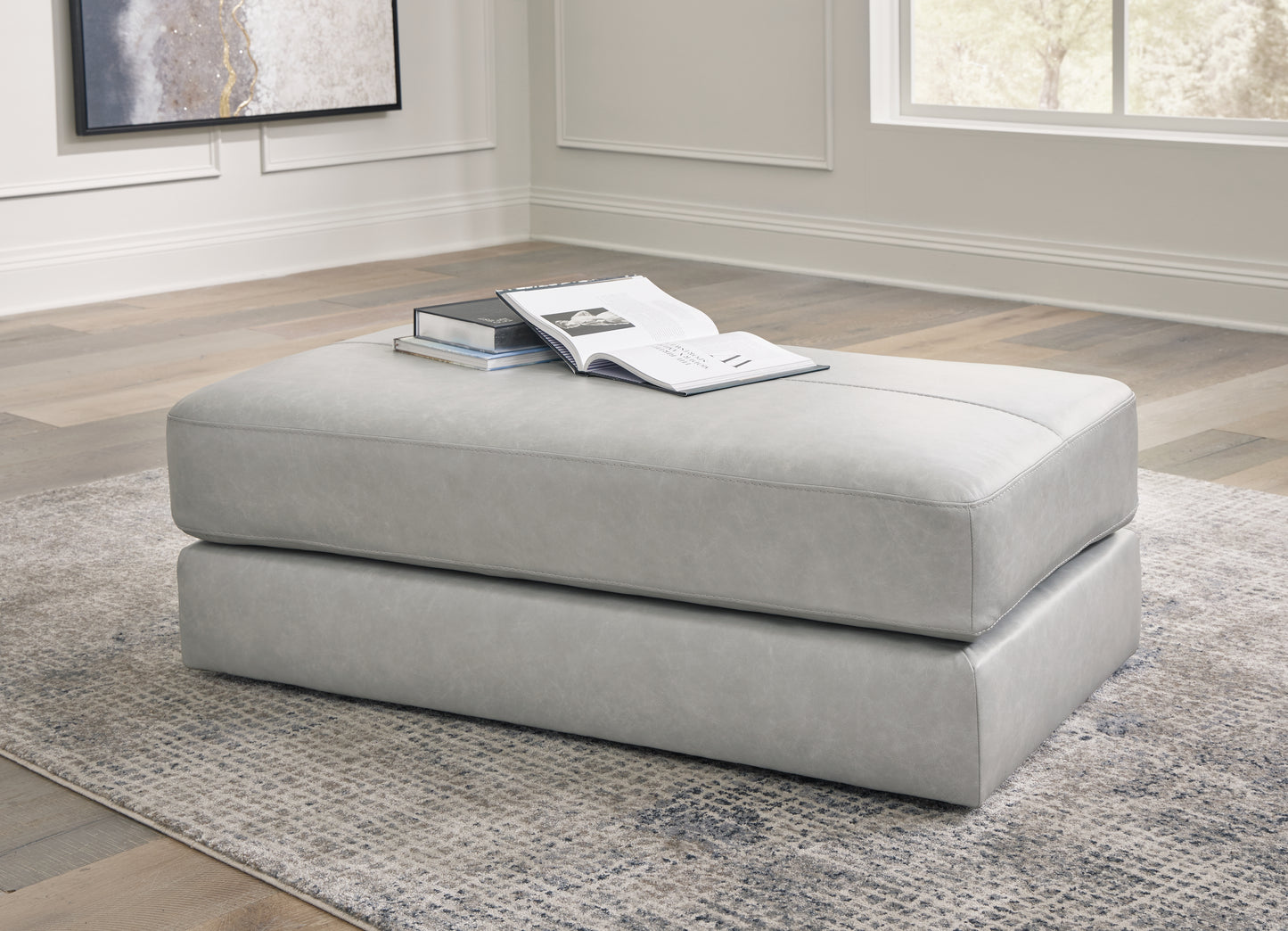 Haines Furniture Outlet - Ashley Furniture - Amiata Living Room - Oversized Accent Ottoman / Glacier - 5740408