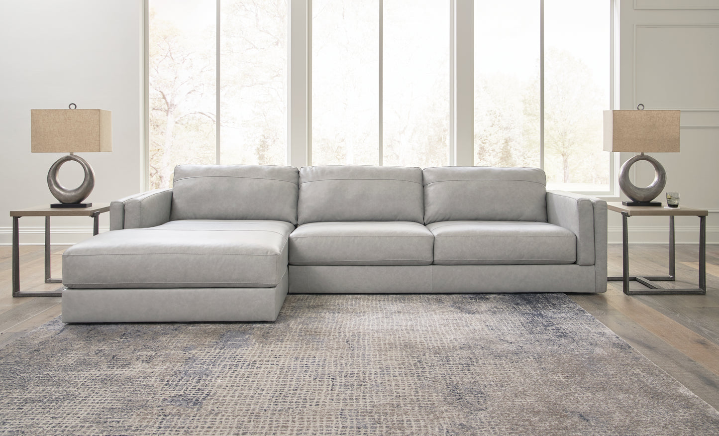 Haines Furniture Outlet - Ashley Furniture - Amiata Sectional - RAF 2-Piece Sectional with Chaise / Glacier - 57404S1