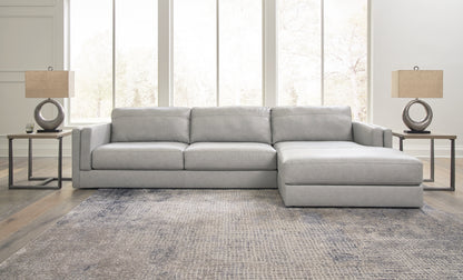 Haines Furniture Outlet - Ashley Furniture - Amiata Sectional - LAF 2-Piece Sectional with Chaise / Glacier - 57404S2