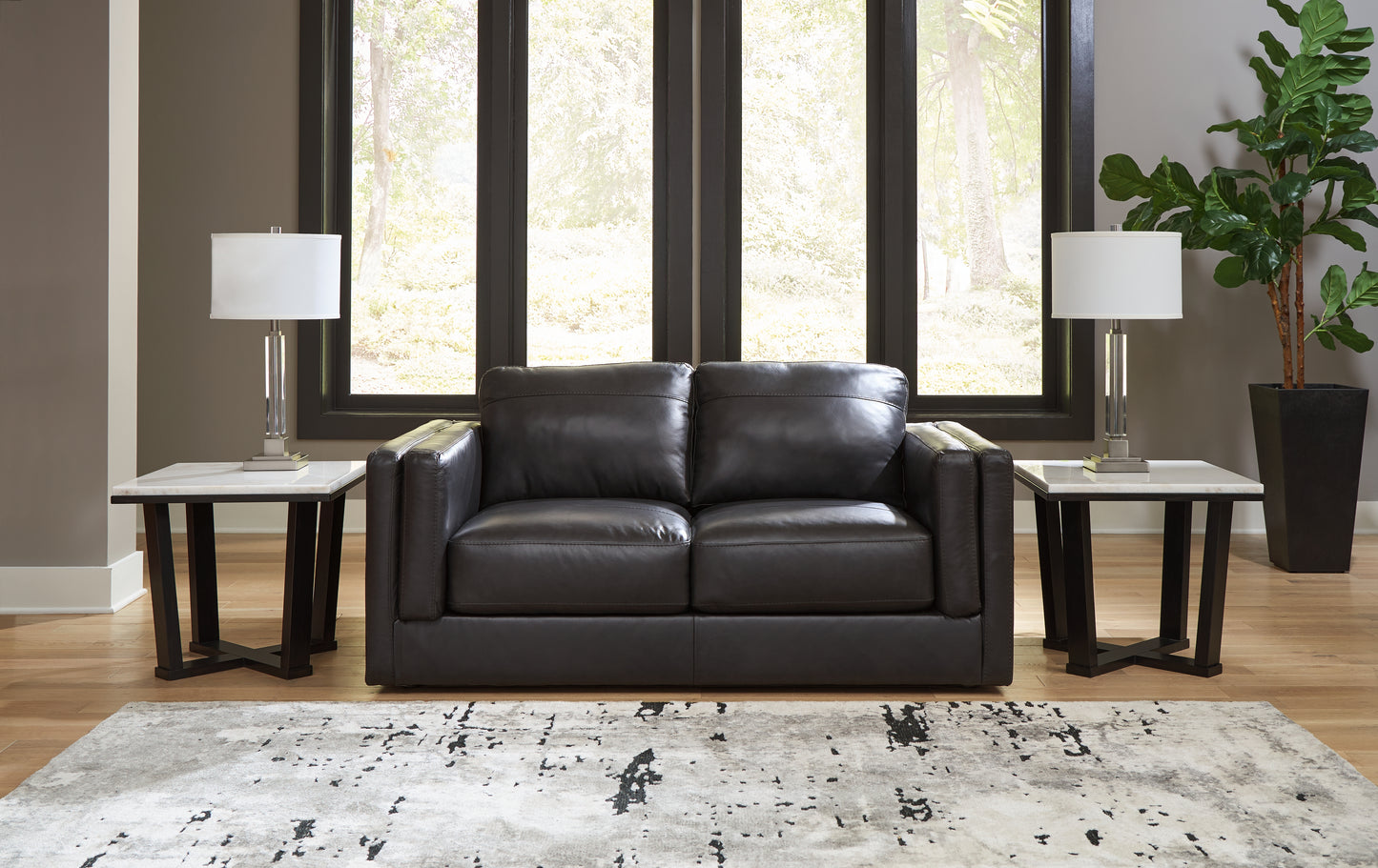 Haines Furniture Outlet - Ashley Furniture - Amiata Living Room - Loveseat / Onyx - 5740535