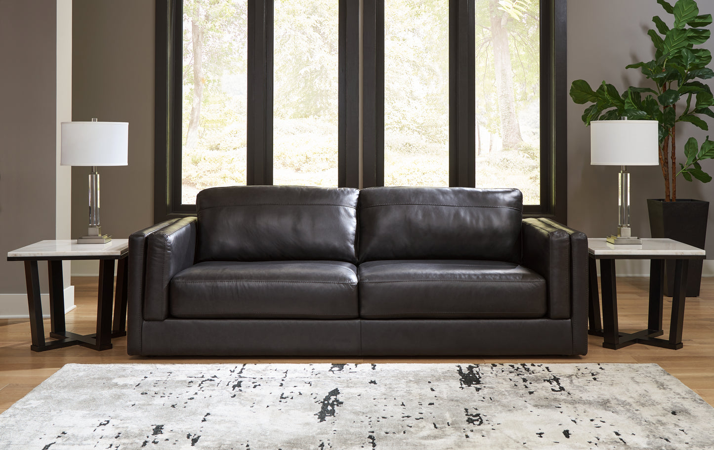 Haines Furniture Outlet - Ashley Furniture - Amiata Living Room - Sofa / Onyx - 5740538